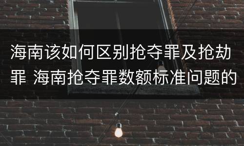 海南该如何区别抢夺罪及抢劫罪 海南抢夺罪数额标准问题的规定