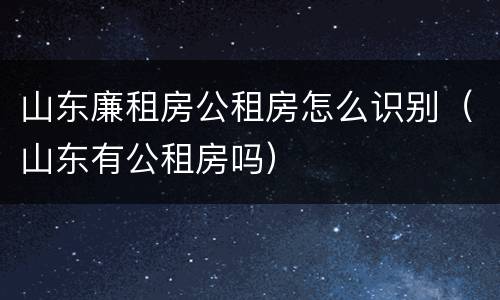 山东廉租房公租房怎么识别（山东有公租房吗）