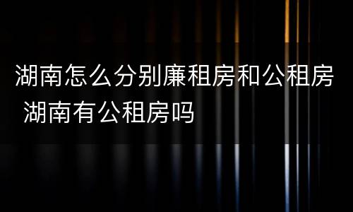 湖南怎么分别廉租房和公租房 湖南有公租房吗