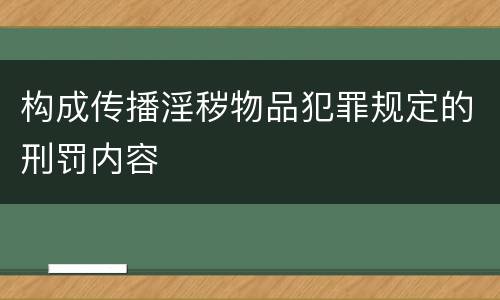构成传播淫秽物品犯罪规定的刑罚内容
