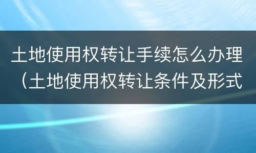 土地使用权转让手续怎么办理（土地使用权转让条件及形式）