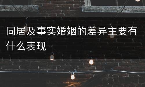 同居及事实婚姻的差异主要有什么表现