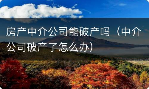 房产中介公司能破产吗（中介公司破产了怎么办）