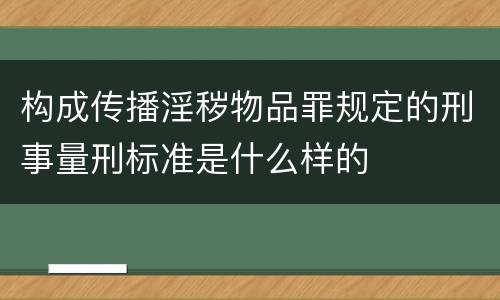 构成传播淫秽物品罪规定的刑事量刑标准是什么样的