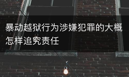 暴动越狱行为涉嫌犯罪的大概怎样追究责任