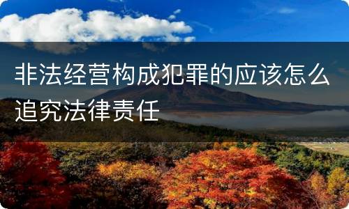 非法经营构成犯罪的应该怎么追究法律责任