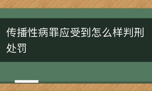 传播性病罪应受到怎么样判刑处罚