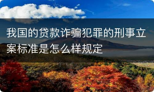 我国的贷款诈骗犯罪的刑事立案标准是怎么样规定