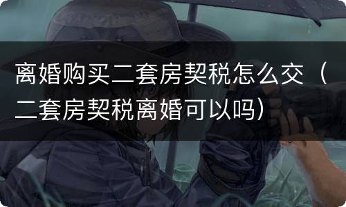 离婚购买二套房契税怎么交（二套房契税离婚可以吗）