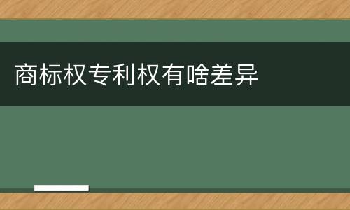 商标权专利权有啥差异