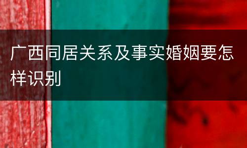 广西同居关系及事实婚姻要怎样识别