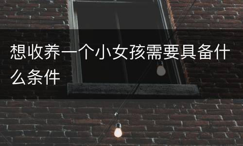 想收养一个小女孩需要具备什么条件