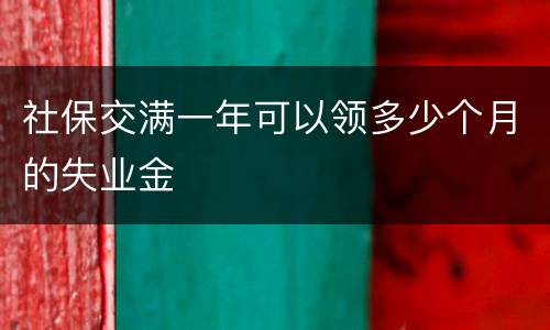 社保交满一年可以领多少个月的失业金