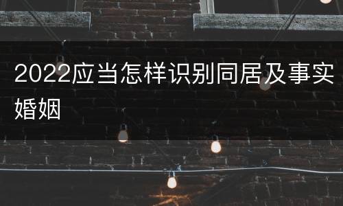 2022应当怎样识别同居及事实婚姻
