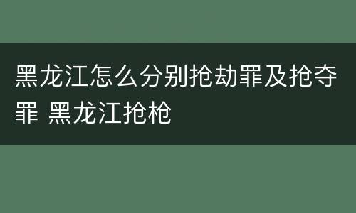 黑龙江怎么分别抢劫罪及抢夺罪 黑龙江抢枪