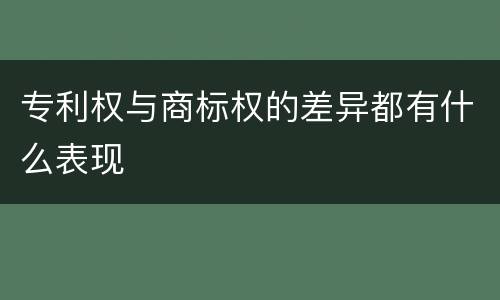 专利权与商标权的差异都有什么表现