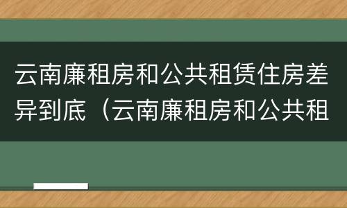 云南廉租房和公共租赁住房差异到底（云南廉租房和公共租赁住房差异到底多大）
