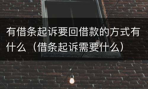 有借条起诉要回借款的方式有什么（借条起诉需要什么）