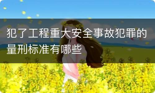 犯了工程重大安全事故犯罪的量刑标准有哪些