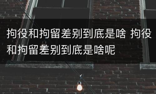 拘役和拘留差别到底是啥 拘役和拘留差别到底是啥呢