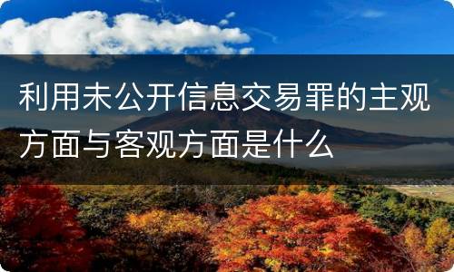 利用未公开信息交易罪的主观方面与客观方面是什么