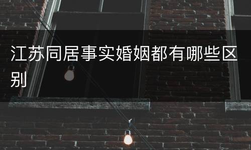 江苏同居事实婚姻都有哪些区别
