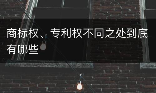商标权、专利权不同之处到底有哪些