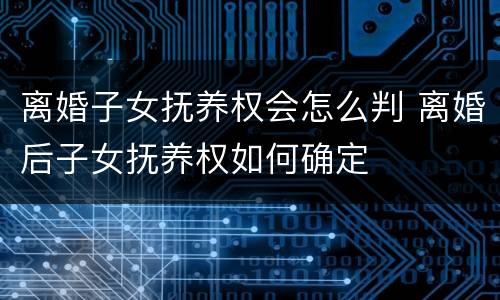 离婚子女抚养权会怎么判 离婚后子女抚养权如何确定