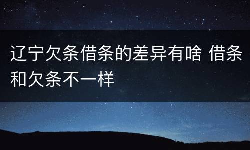 辽宁欠条借条的差异有啥 借条和欠条不一样