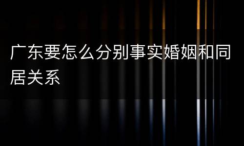 广东要怎么分别事实婚姻和同居关系