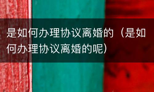 是如何办理协议离婚的（是如何办理协议离婚的呢）