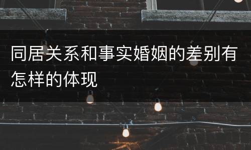 同居关系和事实婚姻的差别有怎样的体现