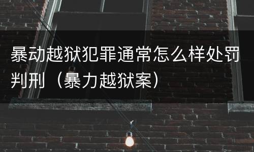 暴动越狱犯罪通常怎么样处罚判刑（暴力越狱案）
