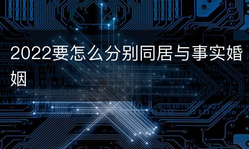2022要怎么分别同居与事实婚姻