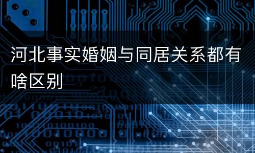 河北事实婚姻与同居关系都有啥区别