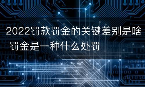 2022罚款罚金的关键差别是啥 罚金是一种什么处罚
