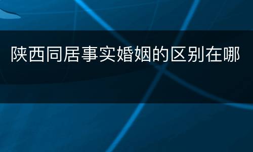 陕西同居事实婚姻的区别在哪
