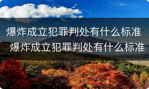 爆炸成立犯罪判处有什么标准 爆炸成立犯罪判处有什么标准吗