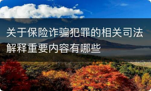 关于保险诈骗犯罪的相关司法解释重要内容有哪些