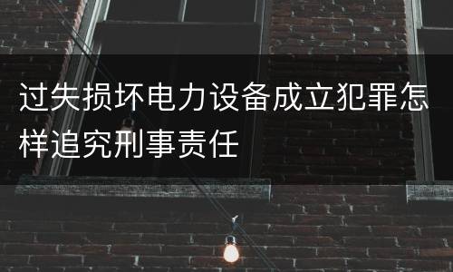 过失损坏电力设备成立犯罪怎样追究刑事责任