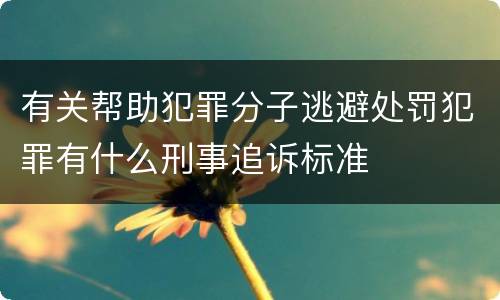 有关帮助犯罪分子逃避处罚犯罪有什么刑事追诉标准