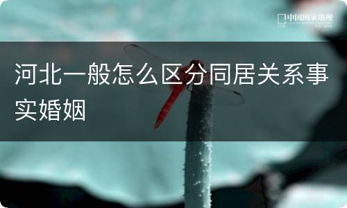 河北一般怎么区分同居关系事实婚姻