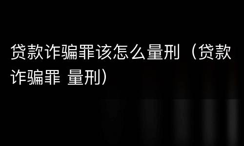 贷款诈骗罪该怎么量刑（贷款诈骗罪 量刑）