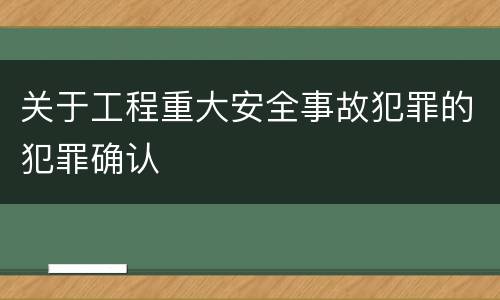 关于工程重大安全事故犯罪的犯罪确认