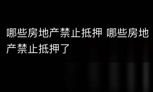 哪些房地产禁止抵押 哪些房地产禁止抵押了