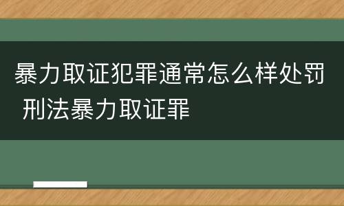 暴力取证犯罪通常怎么样处罚 刑法暴力取证罪