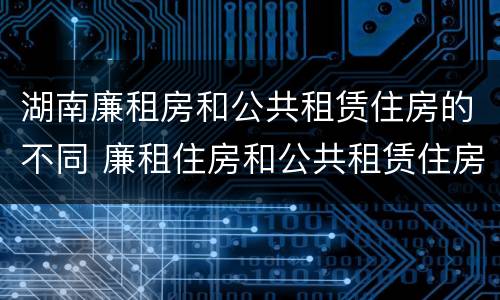 湖南廉租房和公共租赁住房的不同 廉租住房和公共租赁住房的区别