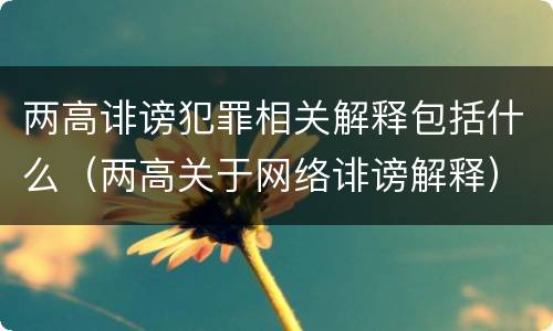 两高诽谤犯罪相关解释包括什么（两高关于网络诽谤解释）