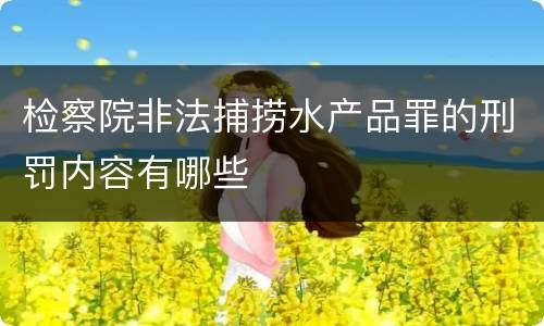 检察院非法捕捞水产品罪的刑罚内容有哪些