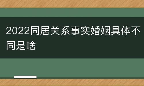 2022同居关系事实婚姻具体不同是啥